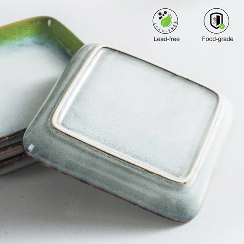 Vista 6 de HENXFEN LEAD Paquete – Juego de platos cuadrados de 6.3 pulgadas y cuencos de ensalada de cereales de 22 onzas