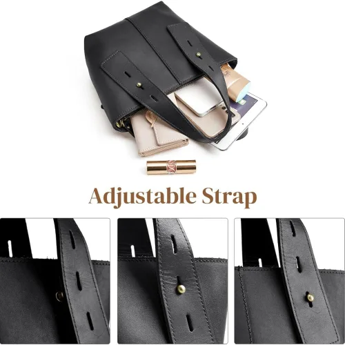 Vista 4 de Mini bolso cruzado de cuero genuino, bolso de hombro con asa superior, correa ajustable para mujer