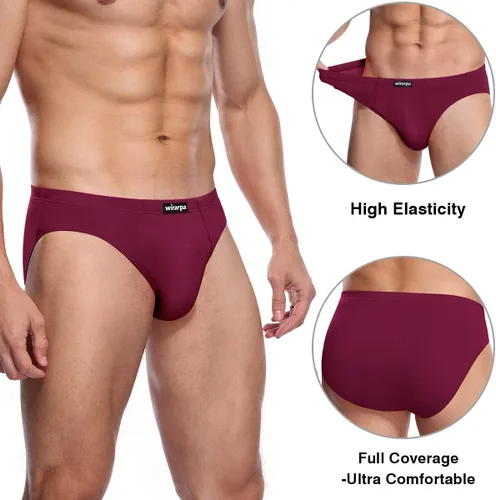 Vista 2 de wirarpa Men's Underwear Modal Microfiber Briefs No Fly Covered Waistband Silky Touch Underpants 4 Pack