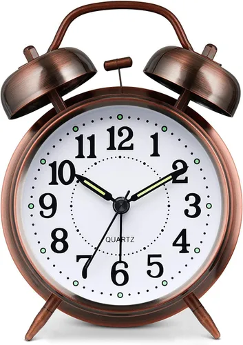 Vista 10 de Azyh Reloj despertador ruidoso para adultos que duermen pesados, de metal de 4 pulgadas, doble campana, funciona con pilas, para decoración de Negro