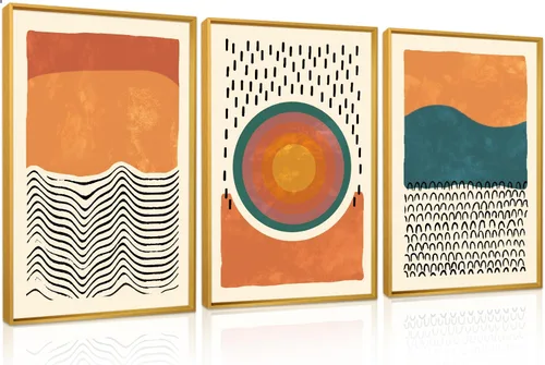 Vista 16 de HPINUB - Lienzo decorativo abstracto moderno para pared, juego de 3 impresiones artísticas enmarcadas, pintura de pared grande en blanco y negro, 16