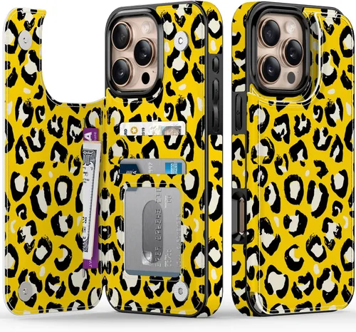 Vista 243 de LETO para iPhone 15 Pro Funda tipo cartera - Tapa tipo folio con patada - Diseños de moda - Tarjetero - Funda protectora para mujeres y niñas - 6.1