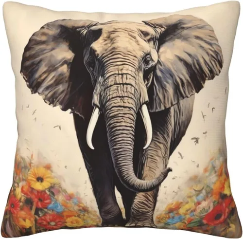 Vista 8 de Fundas de almohada decorativas con estampado de pintura de elefante, funda de cojín cuadrada suave, fundas de cojín para sofá, dormitorio, sala