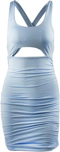 Vista 5 de Feeke 8121 - Jumpsuit sexy para mujer escotado por atrás sin mangas tirantes espagueti fruncido bodycon minivestido
