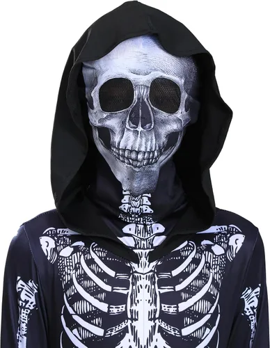 Vista 5 de Disfraz de esqueleto de fiesta de Halloween, adecuado para varios juegos de rol Negro