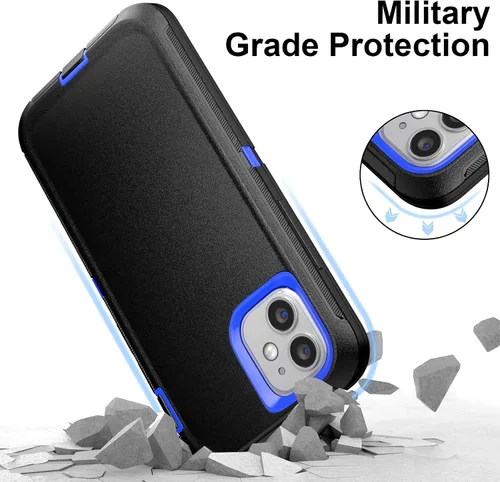 Vista 5 de Funda para iPhone 12 Mini con funda de clip para cinturón y 2 protectores de pantalla, funda de protección completa resistente de grado militar a