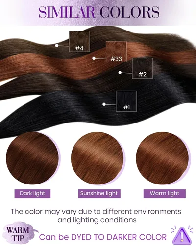 Vista 6 de LaaVoo Ktip Human Hair Extensions Auburn U Tip Hair Extensions Human Hair Silky Straight K Tip Extensions Brown Auburn 50g/50s 20 Inch