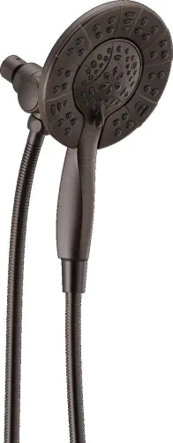 Vista 13 de Delta In2ition - Cabezal de ducha doble 2 en 1 de 4 ajustes con rociador de mano, cabezal de ducha desmontable negro mate con manguera, cabezal