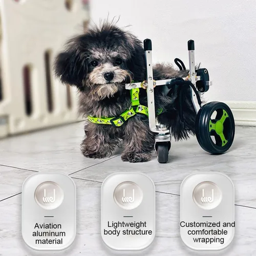 Vista 2 de Dog Wheelchair，for Back Legs Pet Light Weight Dog&Cat&Pets Wheelchair Cart Adjustable Dog Cart，for Injured,Hind Limb Weak Pet，with Leg Brace and Hip