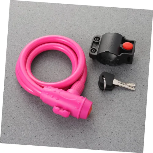Vista 3 de INOOMP Candado de bicicleta antiarañazos, color rosa, candado de acero para bicicleta, bloqueo de cadena, sin llave, acabado cromado