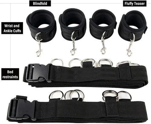 Vista 2 de Bed Bonage - Restricciones para adultos sexuales para adultos, cuerda de servidumbre y cuerda para brazos y piernas restricciones para la cama