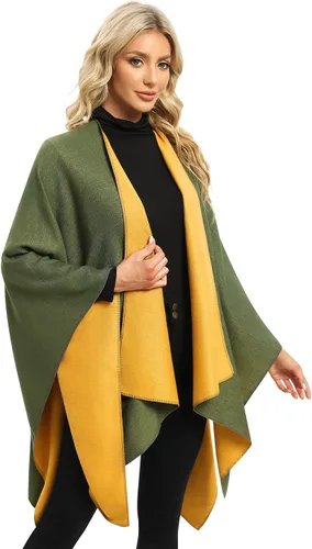 Vista 35 de Femdouce Manta cálida para mujer, ligera, con frente abierto, capa tipo poncho para primavera, otoño e invierno