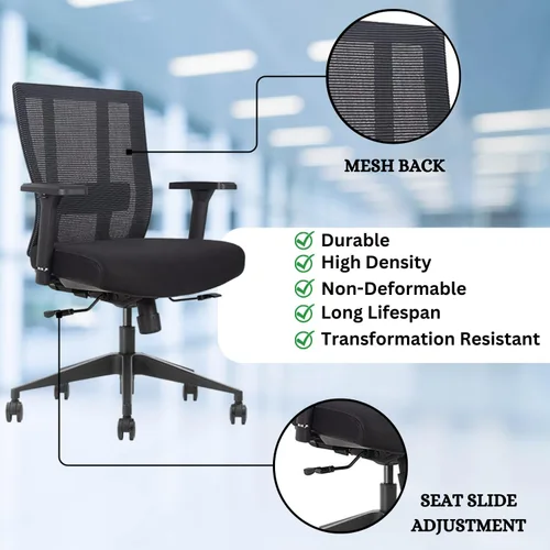 Vista 5 de Bitchair - Silla ergonómica de malla para sala de conferencias, silla de escritorio para computadora con brazos ajustables en altura, silla