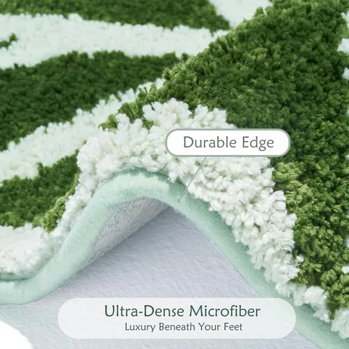 Vista 4 de Alfombra de baño con forma de hojas verdes, alfombra de baño con forma de hojas tropicales para bonita decoración de baño, alfombra de planta