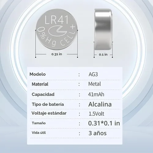 Vista 2 de PKCELL - Paquete de 10 pilas de botón LR41 AG3 LR41