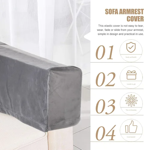 Vista 8 de BESPORTBLE Fundas elásticas para reposabrazos para sillas, sofá, sillón, sofás de terciopelo para el hogar, oficina, sofá reclinable, color gris