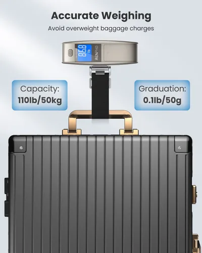 Vista 2 de RENPHO Báscula de equipaje para maletas, báscula digital portátil para viajes, báscula de pesaje de equipaje de mano con gancho, función de tara