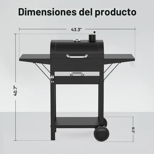 Vista 3 de KEYO GRILL Parrilla de carbón de 20 pulgadas, resistente con mesas