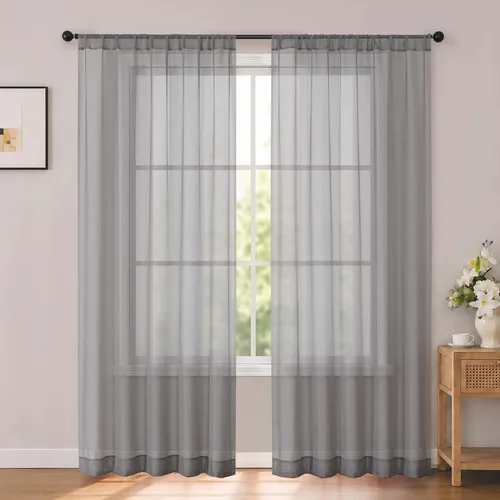 Vista 29 de OWENIE White Sheer Curtains 96 Inches Long 2 Panels for Living Room 52 Wide