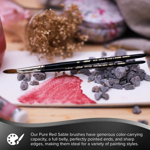 Vista 5 de Silver Brush Limited, Pincel redondo de color rojo puro, mango corto, tamaño 8 Short Handle, Watercolor, Acrylic, Soft Pure Kolinsky-Grade Sable