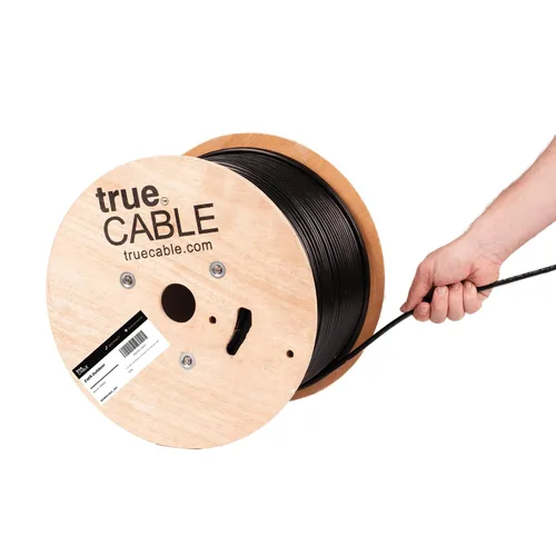 Vista 13 de TRUE CABLE Cable Ethernet Cat6 a granel para exteriores, blindado F/UTP, 500 pies, negro, resistente a los rayos UV, chaqueta OSP, cobre sólido
