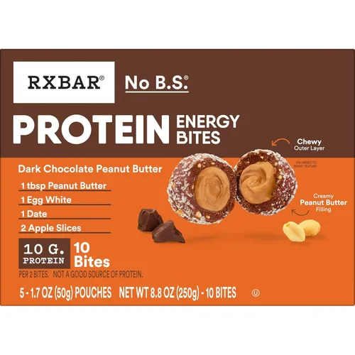 Vista 10 de RXBAR Bocaditos energéticos proteicos, aperitivos energéticos sin gluten, aperitivos de proteínas, mantequilla de maní de chocolate negro
