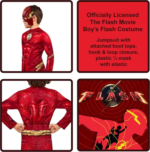 Vista 3 de Rubie's Boy's DC The Flash Movie Costume Jumpsuit and Mask