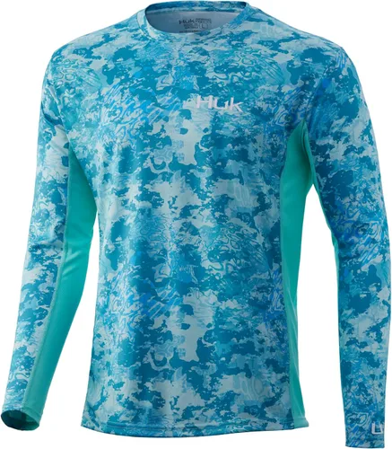 Vista 20 de HUK Camisa de manga larga Icon X para hombre, camisa de pesca de alto rendimiento Azul celeste