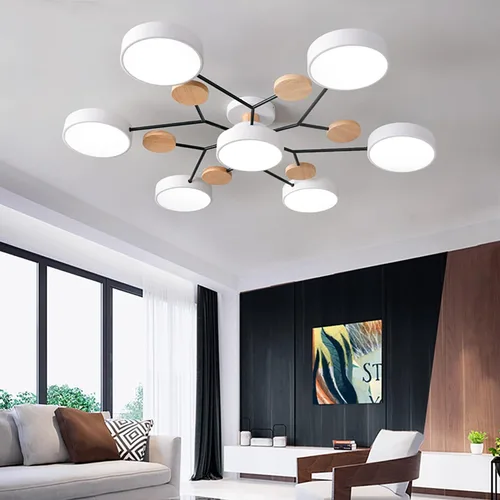 Vista 14 de Lámpara de techo LED regulable, lámpara de techo moderna de 9 pulgadas, montaje empotrado, de madera, de 12 W, lámpara blanca para sala de estar