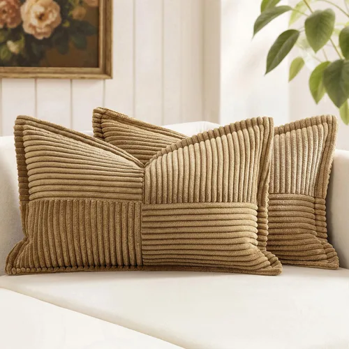 Vista 82 de MIULEE - Juego de 2 fundas de almohada beige de 12 x 12 pulgadas con entretejido, fundas de almohada a rayas bohemias supersuaves con textura