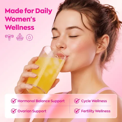Vista 3 de Gynable - Suplemento de mio-inositol y D-Chiro inositol para mujeres, proporción 40:1, paquetes de mezcla de bebida en polvo de melocotón, apoya