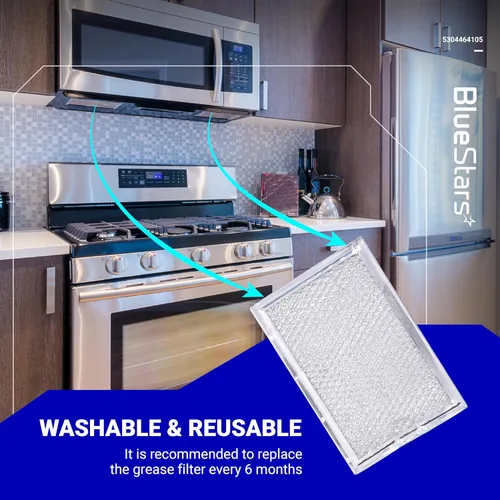 Vista 5 de BlueStars WB06X10608 5304464105 Filtro de grasa para microondas 5 x 7-5/8 pulgadas de repuesto - Compatible con microondas Frigi.daire GE