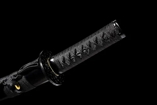 Vista 5 de Yu Qin - Espada samurai pura hecha a mano, acero de resorte 9260, 41.31.21 pulgadas, juego de espada completa, afilada, katana negra