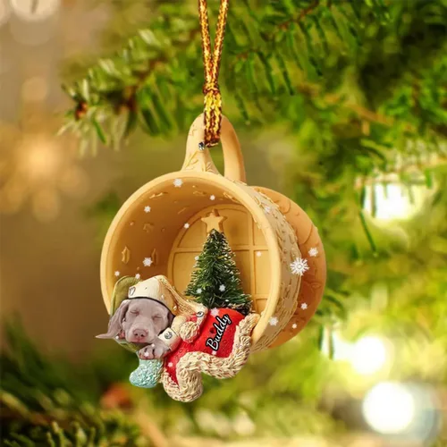Vista 11 de Adornos de acrílico de encargo de la Navidad del nombre del perro, forma 2D personalizada para los amantes del perro Bulldog