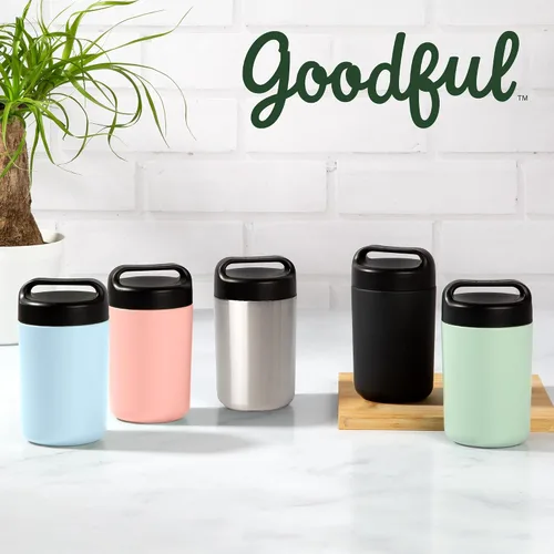 Vista 7 de Goodful Tarro de comida de acero inoxidable, recipiente de almacenamiento de alimentos aislado con sello al vacío de doble pared con asa de Rubor