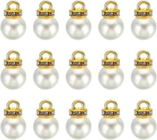 Vista 13 de PATIKIL 100 cuentas de perlas de perlas de imitación con diamantes de imitación DIY para hacer joyas, pulseras y aretes Plateado blanco