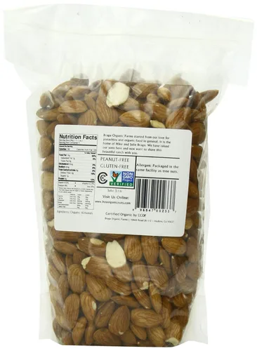 Vista 2 de Braga Organic Farms Almendras naturales orgánicas bolsa de 2 libras