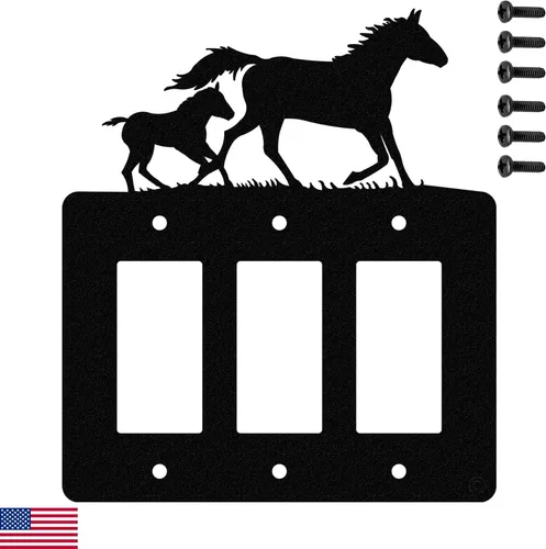 Vista 17 de Mare & Foal - Interruptor de luz de palanca de caballo y placa de pared de una sola banda (Rocker-GFCI) (palanca simple con GFCI (mecedora), negro)