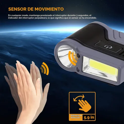 Vista 5 de Sensor de movimiento Clip-on Cap Light 75° ajustable IPX6 impermeable