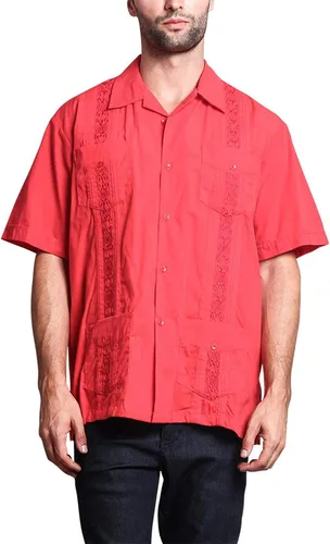 Vista 20 de G-style EE. UU. Remera playera mangas cortas de guayabera cubana para hombres