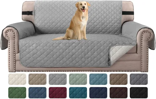 Vista 61 de H.VERSAILTEX Funda de sofá resistente al agua para sofá de 3 cojines, reversible, protector de muebles acolchado con correa elástica, funda de sofá
