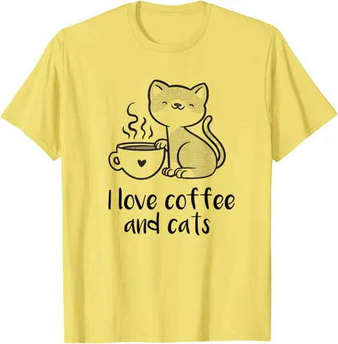 Vista 22 de I love coffee and cats Tazas de granos de café Camiseta de gato café, Blanco, S