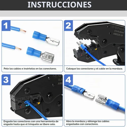 Vista 6 de Qibaok Kit de herramientas de prensado de terminales de cable con 800 conectores de cable PCS