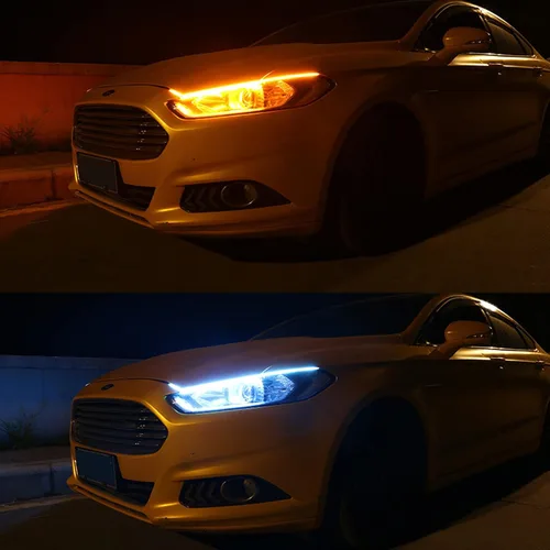 Vista 2 de 2 tiras de luces LED de 24 pulgadas para autos, tira de faros LED secuenciales, luces de circulación diurna, bombilla de señal de giro DRL