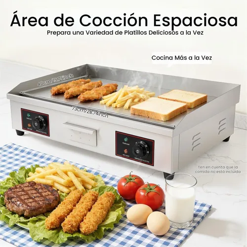 Vista 4 de Plancha eléctrica comercial de 30 pulgadas, 110 V, 3000 W, de acero inoxidable para encimera, parrilla eléctrica Teppanyaki con control