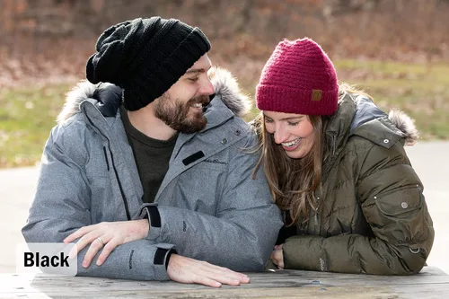 Vista 345 de Funky Junque Gorro de moda de punto trenzado de talla extragrande, grueso, abrigado, suave y holgado