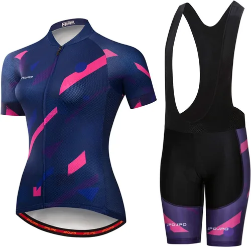 Vista 53 de Camiseta de ciclismo para mujer + pantalones cortos acolchados de manga corta para ciclismo, ropa de bicicleta