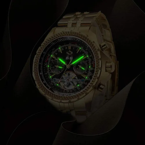 Vista 6 de Gute Relojes para hombre, mecánico automático de acero inoxidable impermeable para hombre, reloj de pulsera multifuncional de lujo de cara grande