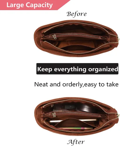 Vista 3 de Doxo Organizador de bolso para bolsos, organizador de bolsas de terciopelo con diseño de cremallera, compatible con cubeta pequeña Celine, Triomphe