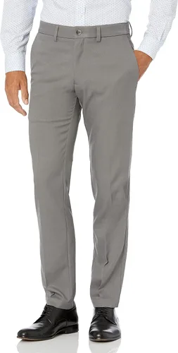 Vista 10 de Haggar Cool 18 Pro - Pantalón casual de cintura súper flexible con parte frontal plana y ajuste delgado para hombre Gris oscuro (Dark Grey Heather)